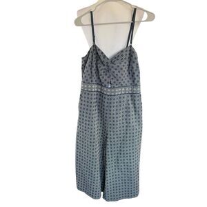 Anthropologie Elevenses Women's Navy Remy Cropped Pants Jumpsuit Size Medium